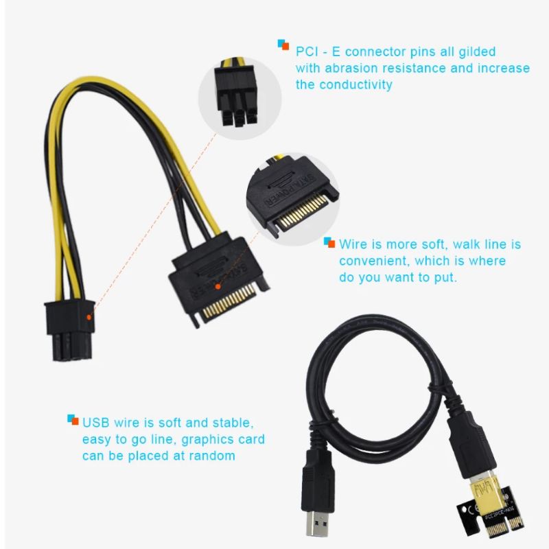 PCIE PCI-E Riser Ver010s Plus VGA mining ACC USB 3.0