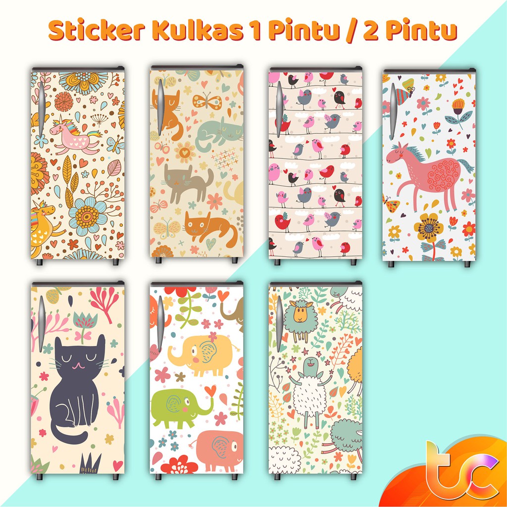 Stiker Kulkas 1 Pintu Dan 2 Pintu - Animal Pattern