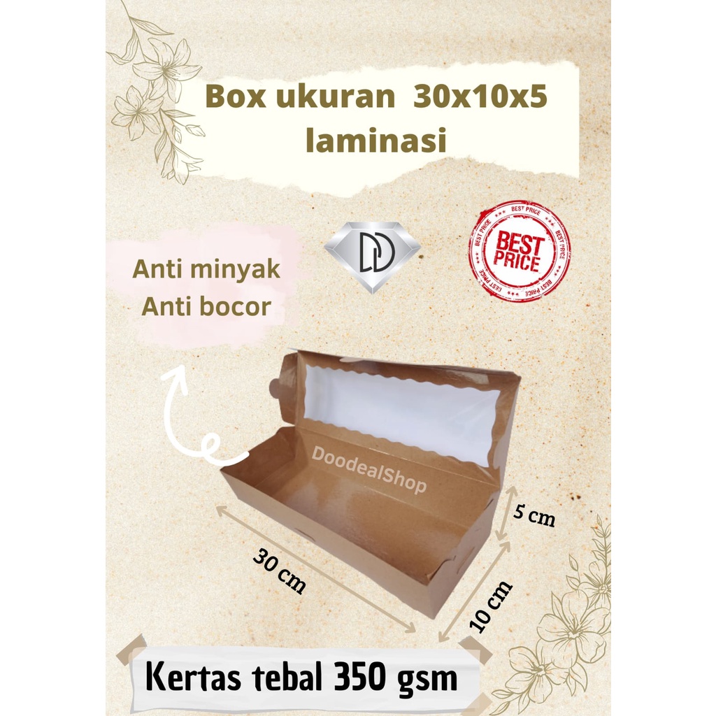 DUS KUE BROWNIES(1pak=10pcs) Uk 30X10X5 Laminasi dalam, dus kue COD DUS KUE - DONAT DUS MAKANAN KEKI