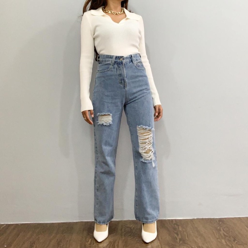 [LUXE.DLABEL] - E9 Jeans | Celana panjang Highwaist wanita Jeans import premium Jeans wanita polos ripped jeans High waist jeans wanita bkk Skinny Jeans High waist Baggy jeans Wideleg Jeans Kulot jeans Boyfriend jeans Wanita Kargo Jeans