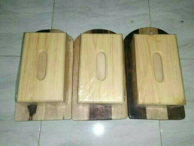 Kotak Tisu / Tempat Tisu Kayu Pinus / Box Tissue Besar Natural