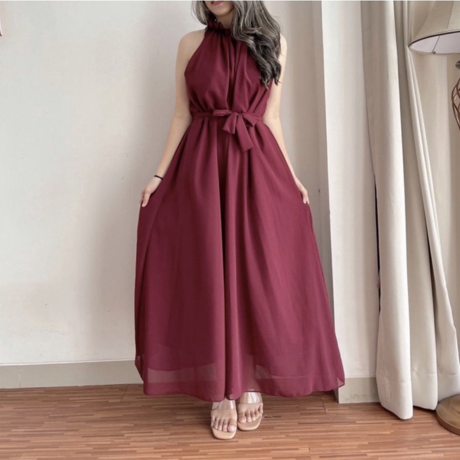 CASUAL GARDEN PARTY MAXI DRESS NEW ARRIVAL ALL SIZE WHITE MAROON