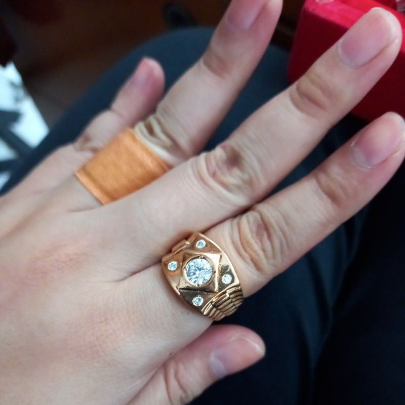 cincin laki mata putih full ukuran 18