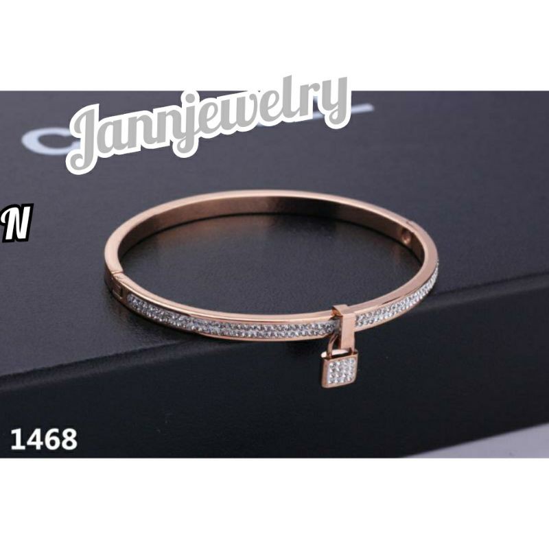 Gelang simpul titanium asli anti karat permata zircon GBT-03 G