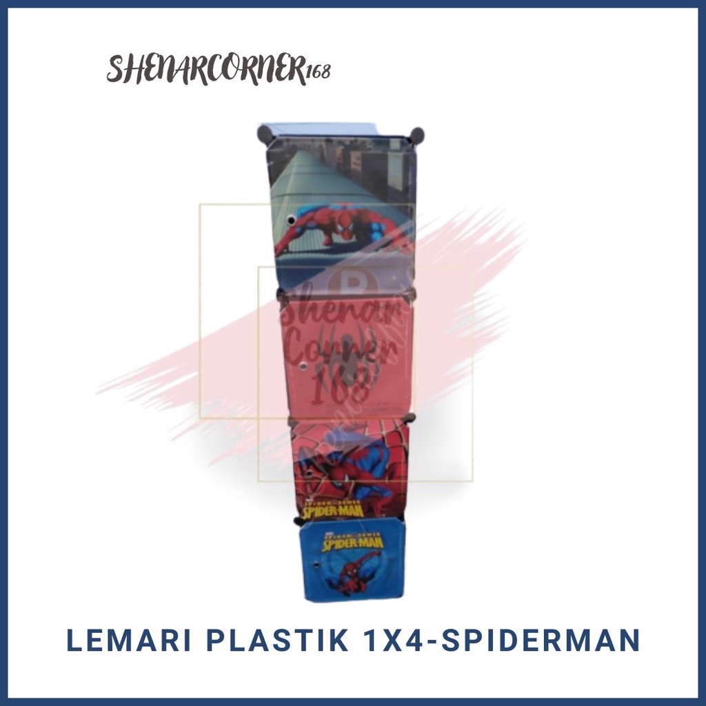 SHENAR LEMARI PLASTIK (1X4) 4 KOTAK BAJU PAKAIAN ANAK BAYI PORTABLE BONGKAR PASANG KARAKTER DORAEMON, SHENARCORNER168