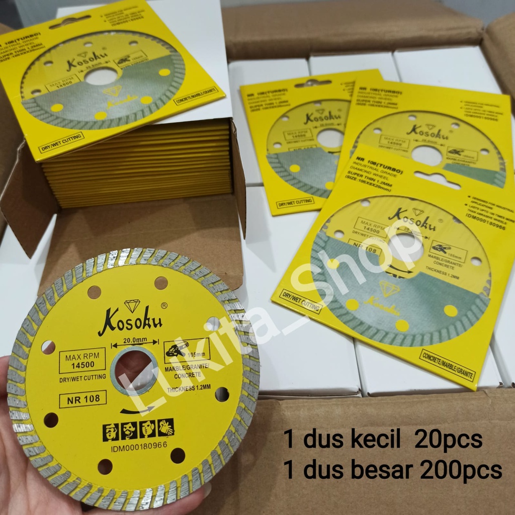 KOSOKU TURBO 4&quot; Kuning NR 108 Thin Mata Potong Pisau Granite Keramik 105 mm