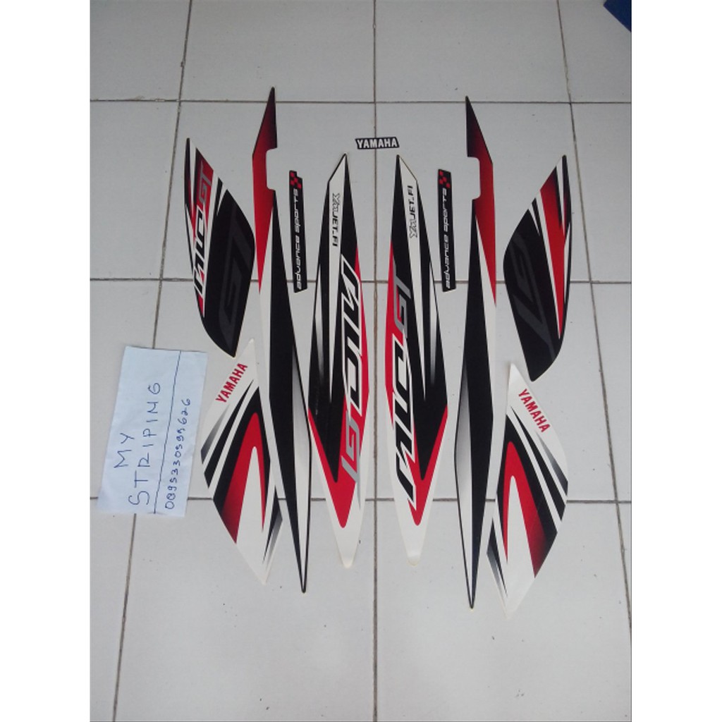 Stiker Mio GT 2014 putih hitam merah