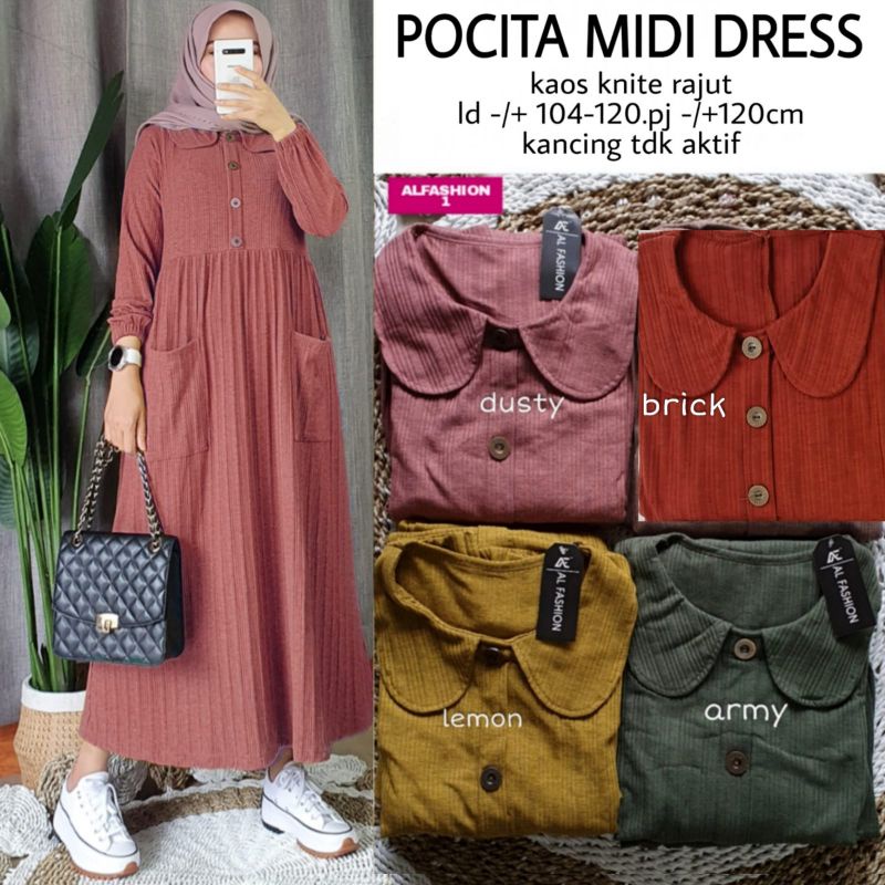 POCITA MIDI DRESS ORIGINAL PRODUK BY ALFASHION