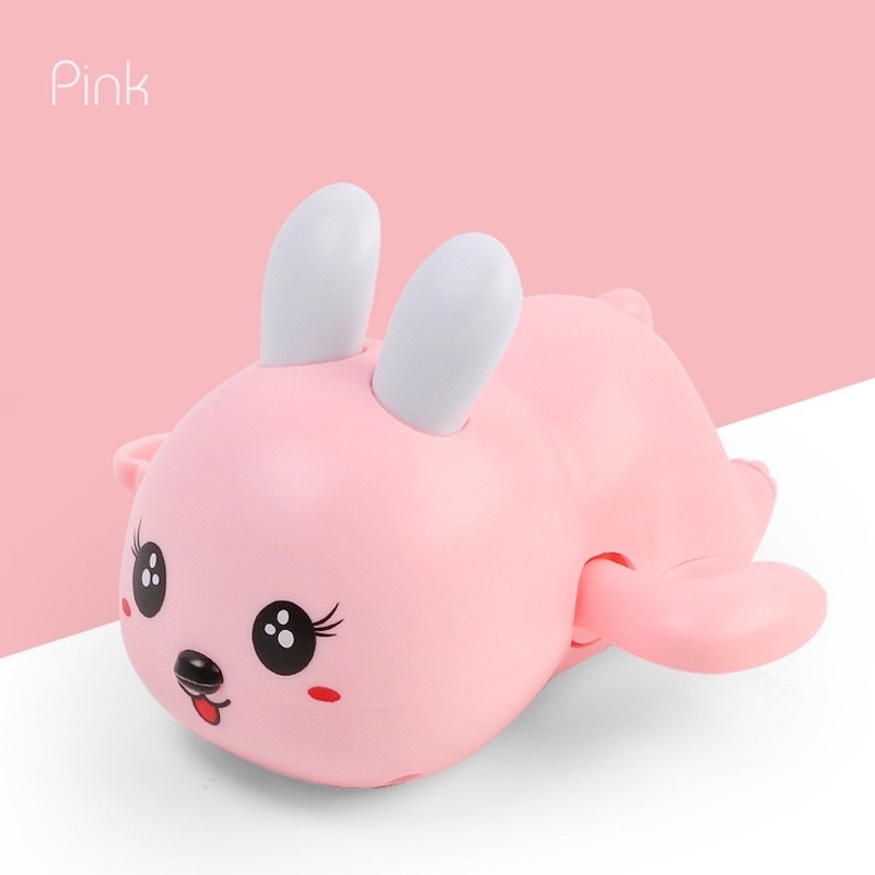 Mainan Mandi Anak Bayi Mainan Air Anak bayi kura kura ikan katak bebek bergerak di air-Rabbit pink