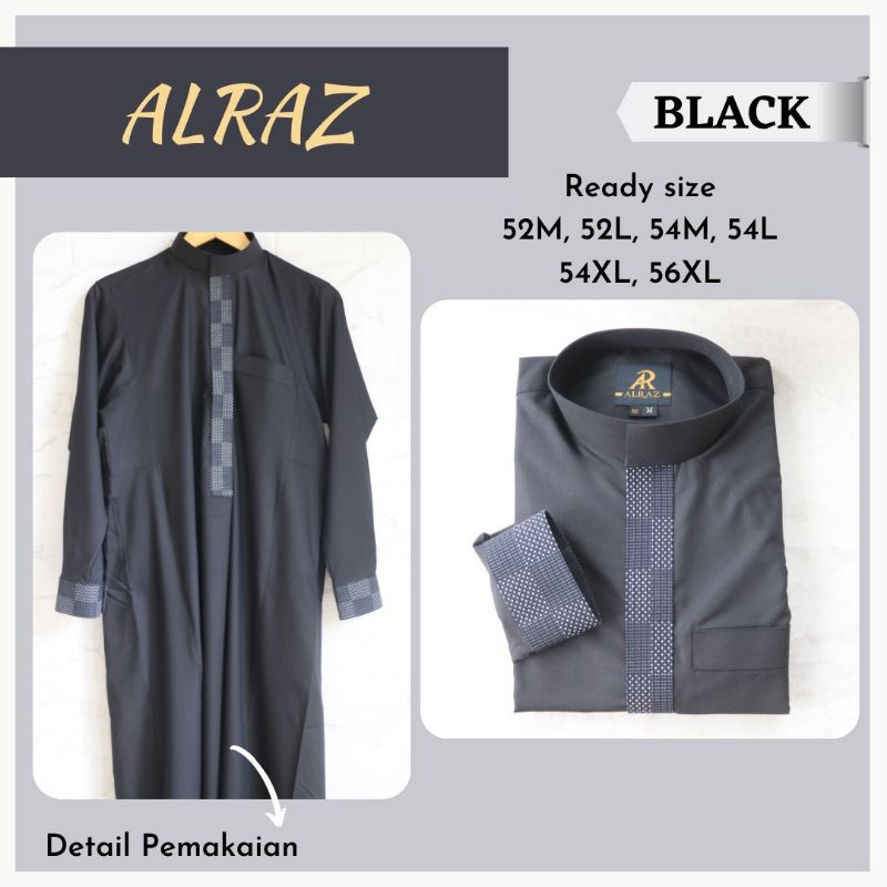 JUBAH SAUDI IMPORT AL RAZ MANSET KATUN PREMIUM BLACK