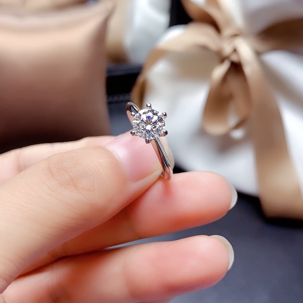 Cincin 925 Silver Cubic Zirconia Diamond Adjustable Gaya Klasik Untuk Pernikahan