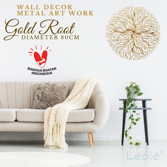 Leolel Hiasan Dinding 80cm Metal Gold Root Dekorasi Dinding Rumah