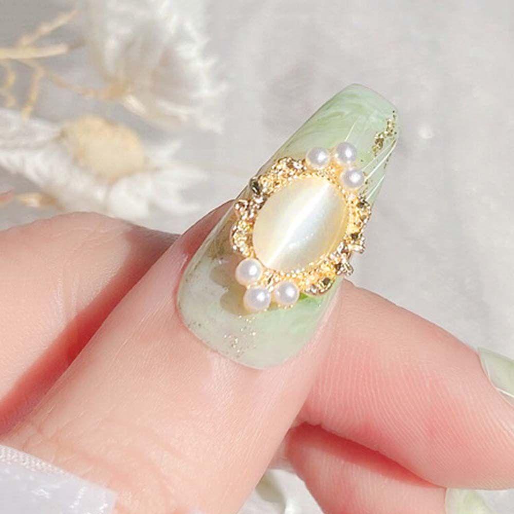 Mxbeauty Opal Kuku Rhinestones Fashion Retro Dekorasi Kuku Manicure Alloy Bingkai Hiasan Kuku