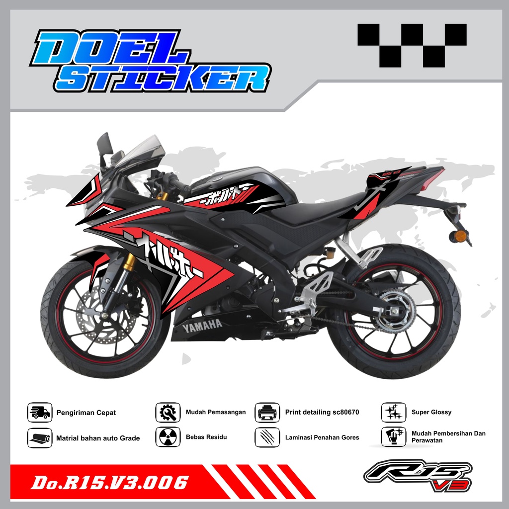 STICKER STRIPING R15 V3 - STICKER STRIPING SEMI FULL LIST VARIASI HOLOGRAM , CROME R15 V3 DOEL 006