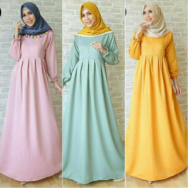 Gamis syari polos balotelli Basic Dress Basic Longdress 