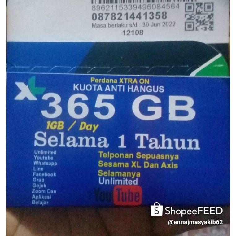 KARTU XL PERDANA MASA AKTIF 1TAHUN Bonus Kuota 365GB/ 1GB-DAY