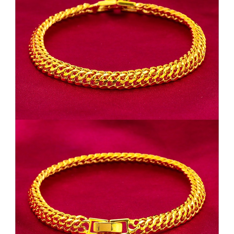 Gelang Tangan Lapis Emas Asli Kadar 375 Model Kelabang Gaya Minimalis Untuk Pasangan / Pria / Wanita