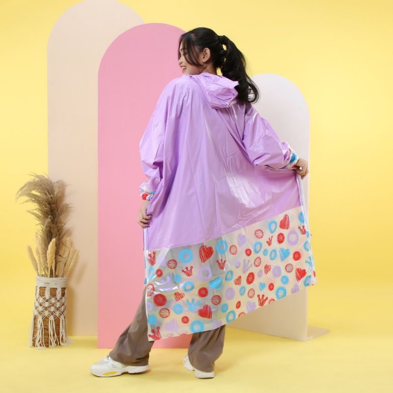 Jas Hujan Hijabers Gamis Jas Hujan Trendi Muslimah Motif Bunga