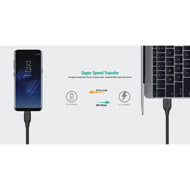 AUKEY CB-AM2 - USB-A To Micro USB Braided Cable - 2M