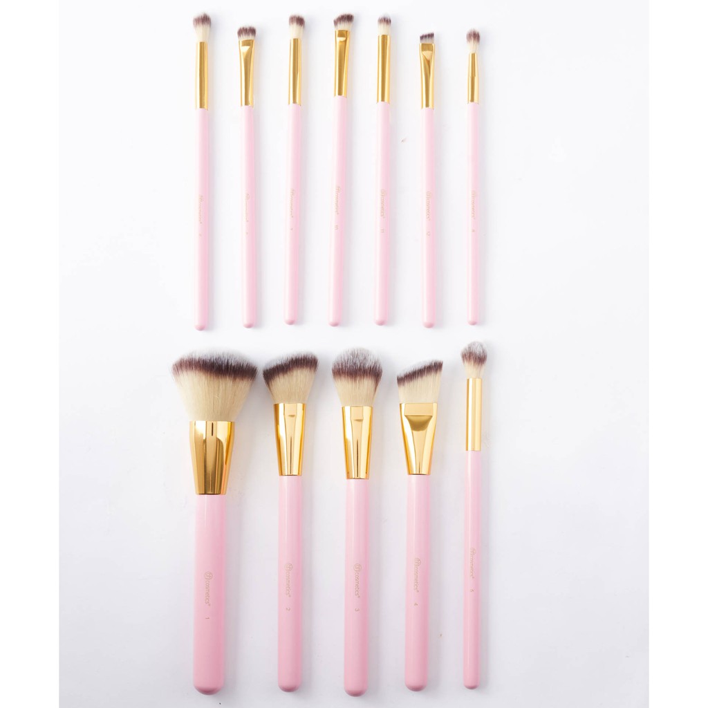 BH Cosmetics Pink Studded Elegance 12 Pcs Brush Set Bonus Brush Holder