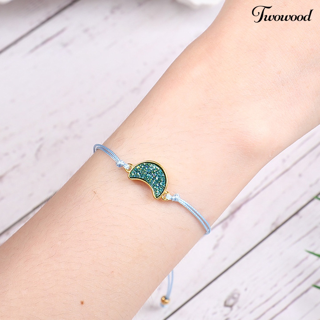 Twowood Chain Bracelet Adjustable Eye-catching Metal Sparkling Elegant Moon Beautiful Bracelet for Women