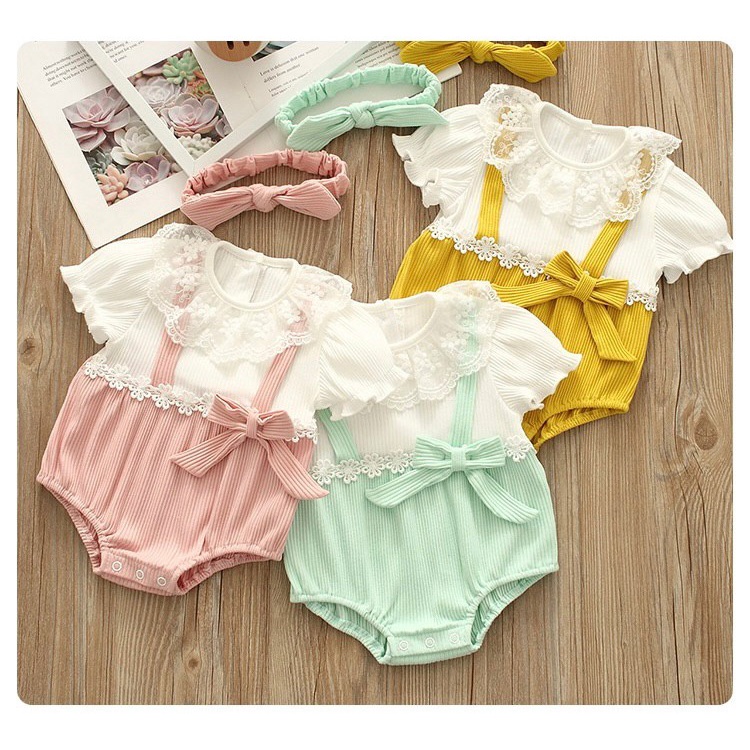 Harga Miring (Free Bandana) 0-18Bln Jumper Ruffle Basic Bayi Jumpsuit Romper Baju Pakaian Anak