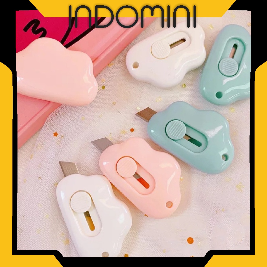 

INDOMINI Cutter Mini Bentuk Awan Lucu Pisau Kecil Pemotong Kertas Portable ATK S026
