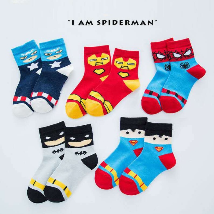 KAOS KAKI ANAK LAKI LAKI KEKINIAN UMUR 3 - 7 TAHUN KAUS KAKI SEKOLAH KARAKTER SUPERHERO SUPERMAN A1