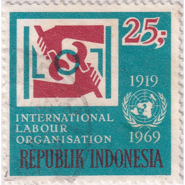 

Prangko Indonesia 1969 - The 50th Anniversary of I.L.O. - 25(R)