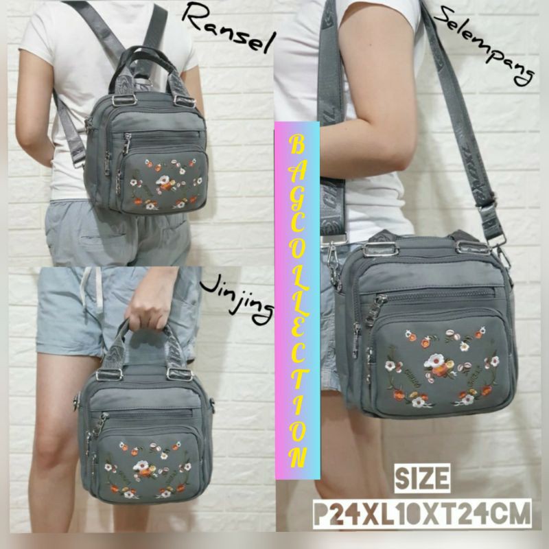TAS Ori CHIBAO BORDIR BUNGA 3in1 Ransel Selempang Jinjing CB1813-11 5Res