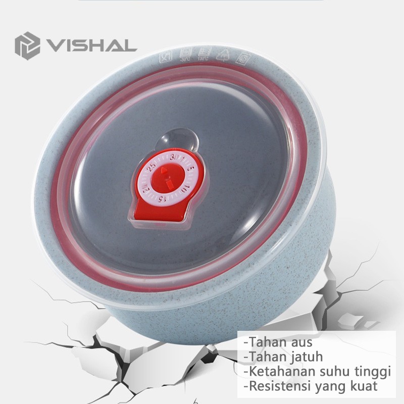 VISHAL 3 in 1 Kotak Pengawet Kedap Udara Mangkuk Dengan Penutup Gandum Mangkuk Berkapasitas Besar VS