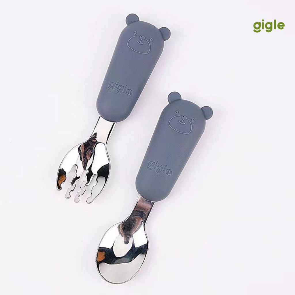 Gigle Baby Stainless Steel 316 Spoon &amp; Fork Set Alat Makan Bayi