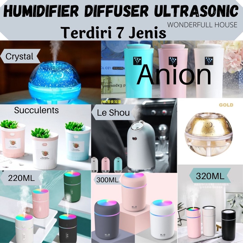 Humidifier Usb Air Diffuser Purifier Pelembab Udara Light Aromatherapy