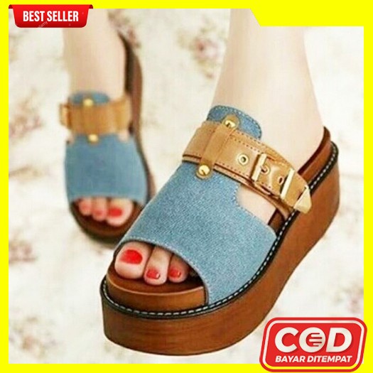 Pesta Sofiya Terbaru  8203 2 Sendal Wedges Pesta Wanita Imp Ew830 Sandal Wedges Slk66 Putih - Wedges