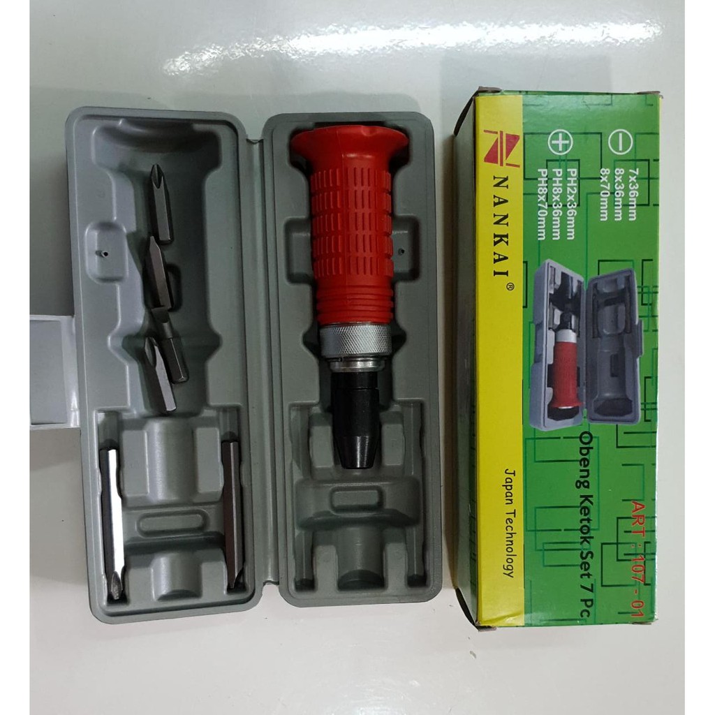 NANKAI Obeng Ketok 7 pc Set Impact Driver JAPAN Obeng Ketok Set 6 Pcs - Impact Driver Screwdriver Gedor