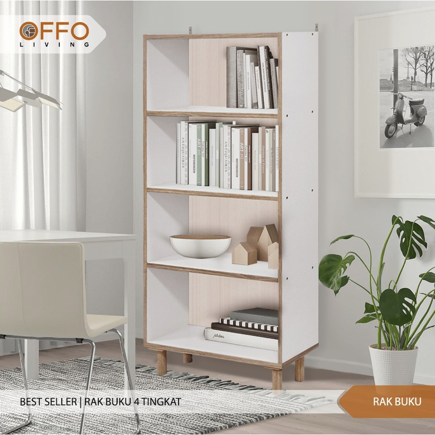 offo.premium Rak Buku Lemari Buku 4 Rak Kokoh Berkualitas