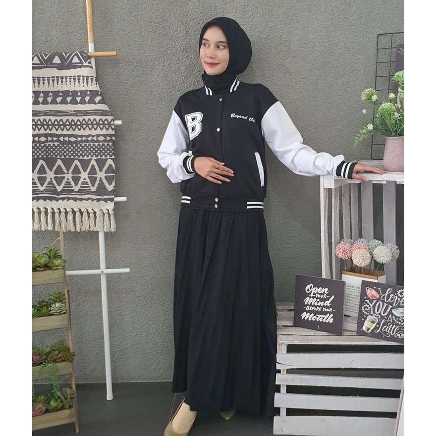 BEYOUND CROP JAKET BASEBALL | JAKET VERSITY CROOPE | BEYOND THE AGE BISBOLL WANITA KOREAN STYLE