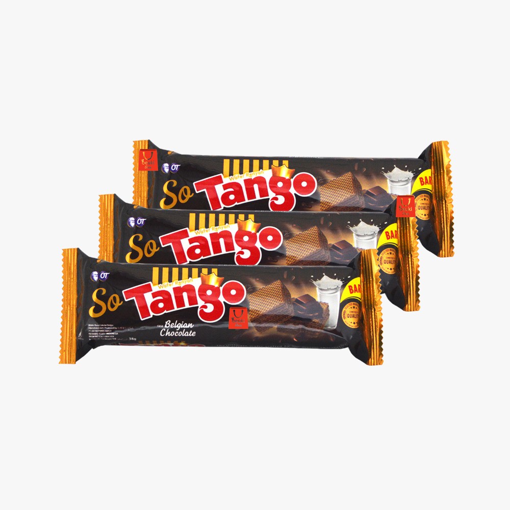 

PAKET 3 PCS So Tango Belgian Chocolate Biskuit Wafer Dengan Krim Coklat Belgian - 3pcs x 38gr