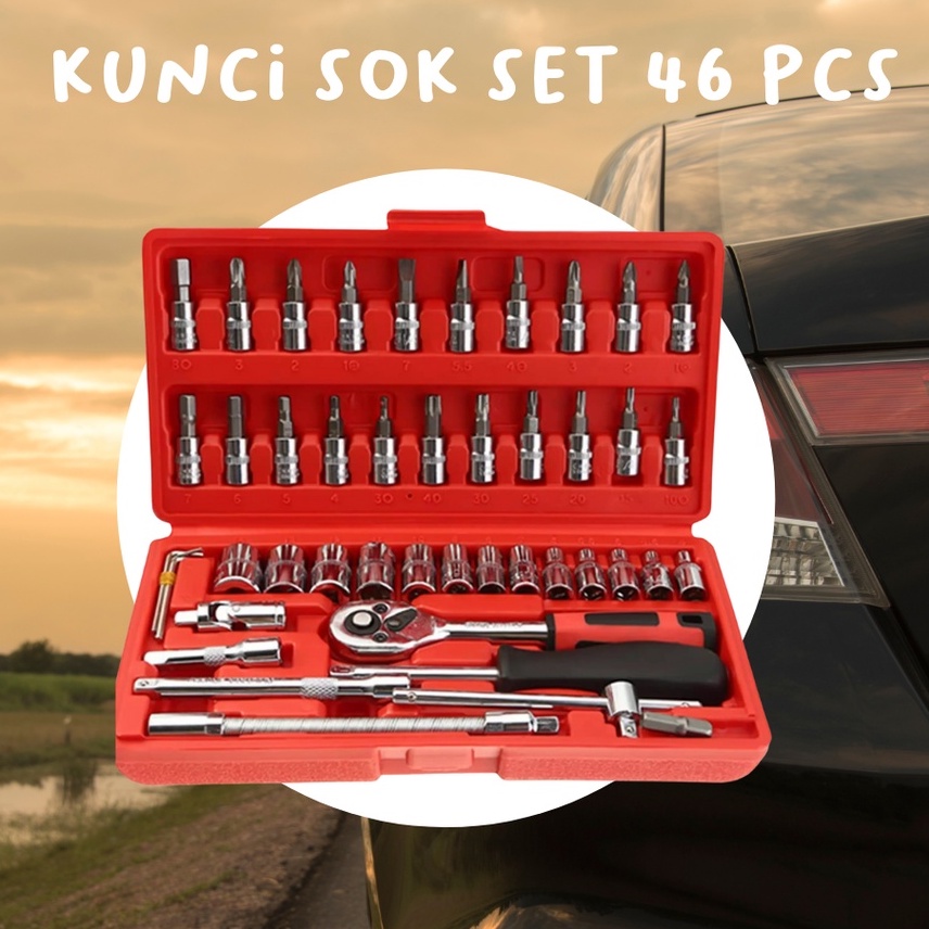 Kunci SOK ket 46 PCs / Kunci Shock 46 Pcs / Kunci Socket 46Pcs Screwdriver bit 63 pcs