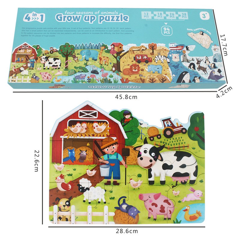 TweedyToys - 4 in 1 Grow Up Jigsaw Puzzle - Puzzle Kayu 4 in 1 Lucu