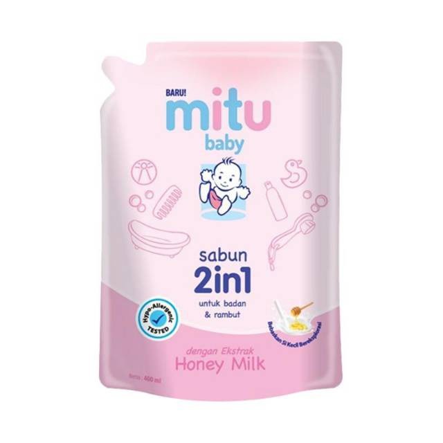 MITU Baby Sabun Mandi 2 in 1 Refil 400 ml Milk Honey