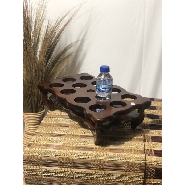 Tempat minuman / Tempat aqua gelas kayu jati polos.