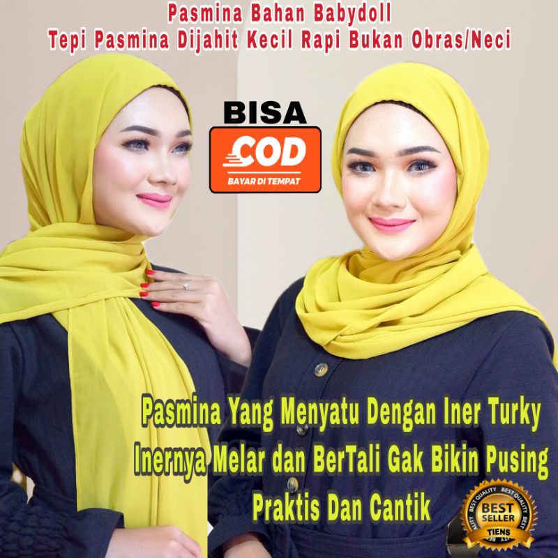 Pashmina Pasmina Scraft Scraf Phasmina Instant Instan Sambung Agniya Agnya Agnaya Dinda Hauw 2IN1 2 