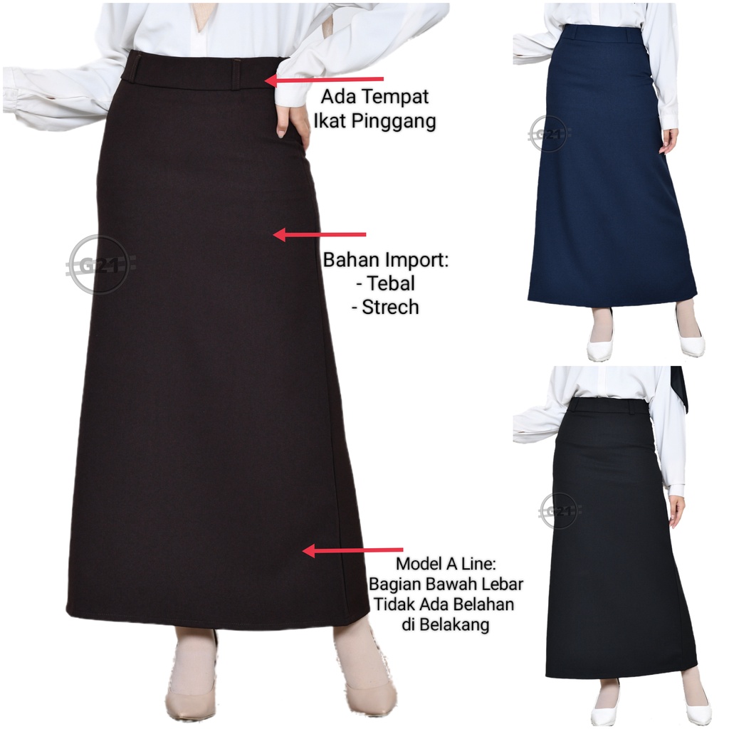 Rok Kerja Wanita Panjang Rok Hitam Panjang A Line Skirt Payung Standar dan Jumbo Big Size Rok Panjang Kantor Hitam Polos Formal Panjang Rok Ospek Kuliah Item Murah Rok Guru Muslim Panjang