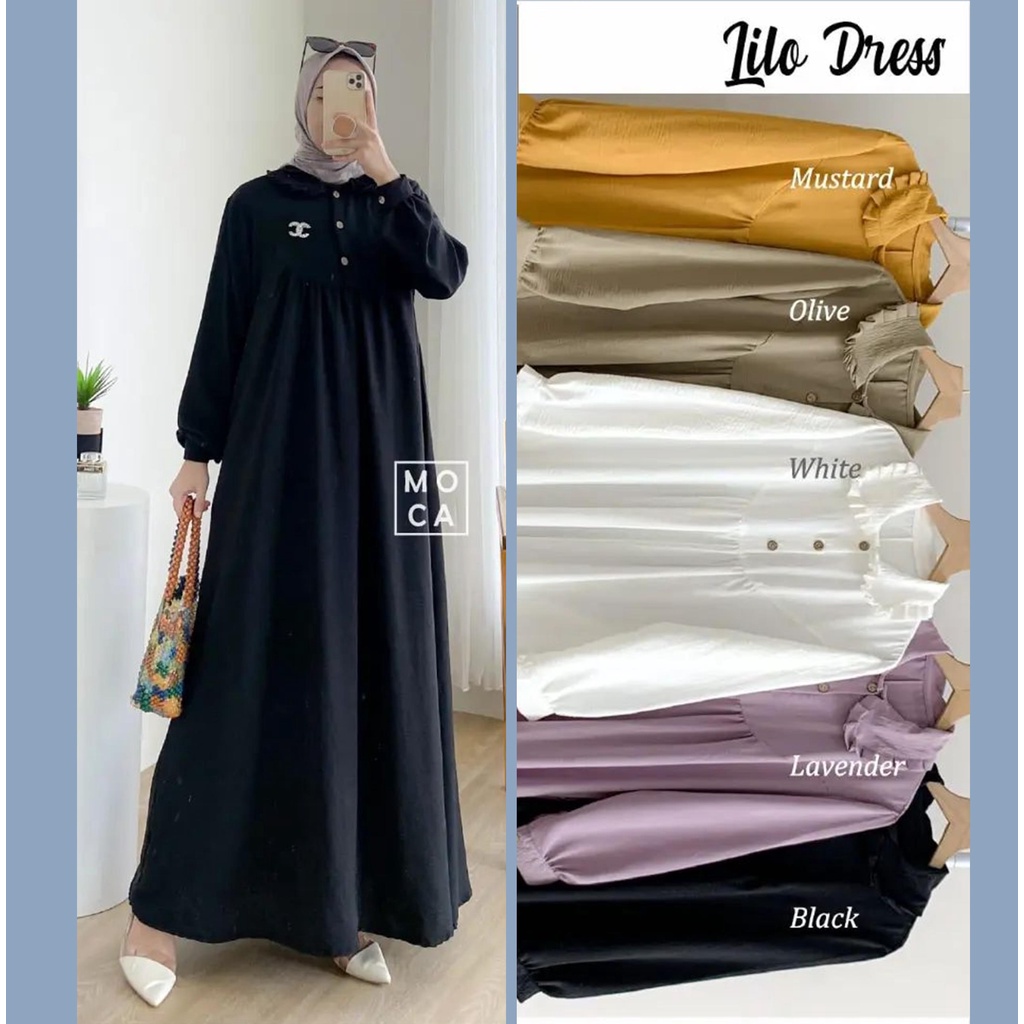 Lilo Dress Gamis Maxy Cringkle Airflow Busui Friendly