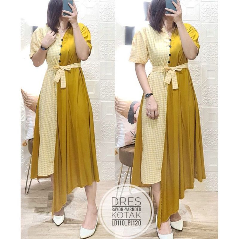 Dres rayon yarnded kotak premium wanita ori