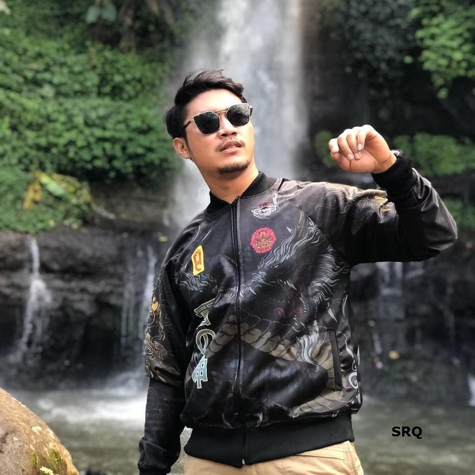 Jaket Sukajan Naga Bahan Lotto Jacket Dragon Jepang Japan Warna Hitam Kombinasi Biru Kuning Pria Lel