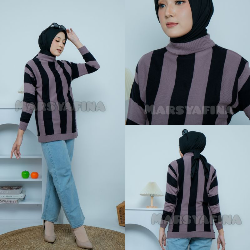 Shakila Knit Rajut Blouse Stripe Knit