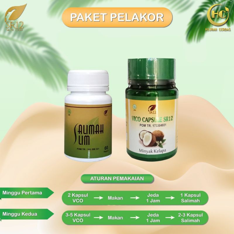 Paket pelakor peluntur lemak kotor sr12/pelangsing herbal bpom