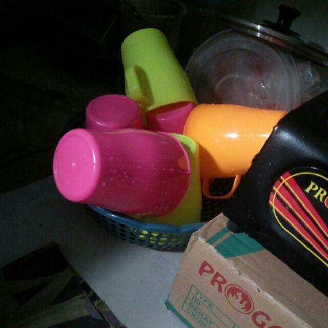 6 Pcs Cangkir Plastik/ Cangkir Cantik/ Gelas Plastik/ Gelas Bergagang/ Mug Plastik/ Mug Murah/